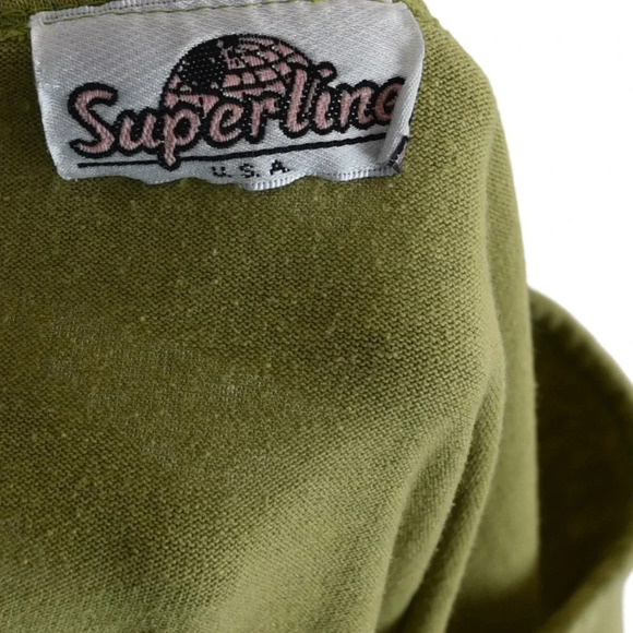 *Flaw* Superline USA Maxi Dress Fashion Mannequins Block Print Asparagus Green L - Picture 6 of 14